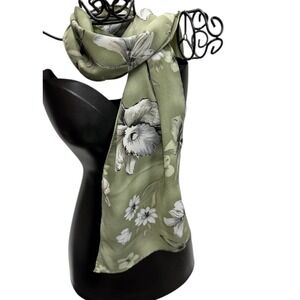 Womens Mint and Sage Green Floral Summer Scarf Wrap Lightweight